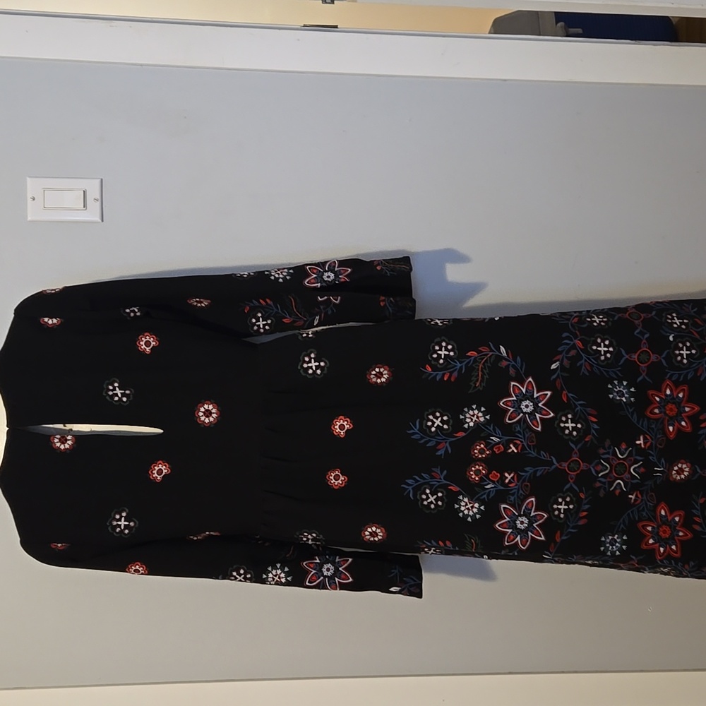 Zara Black Floral Embroidered Midi Dress Blogger Runway Fav - Picture 7 of 7